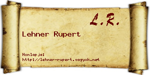 Lehner Rupert névjegykártya